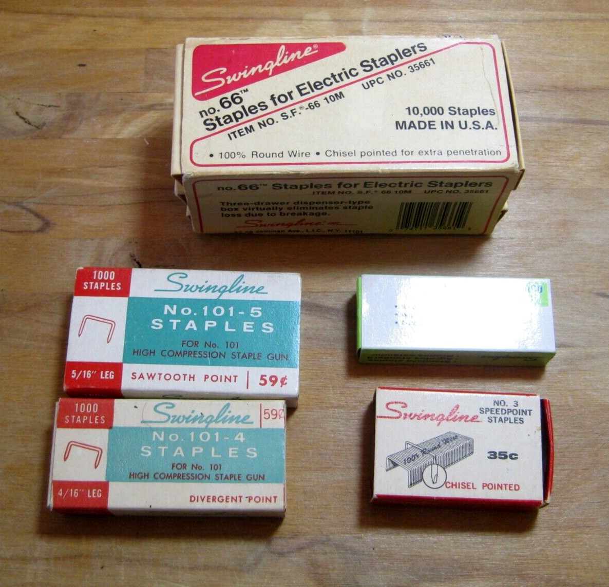 Vintage Lot 5 Box of SWINGLINE Staples S.F.-66, 101, No 3, Standard Made In USA