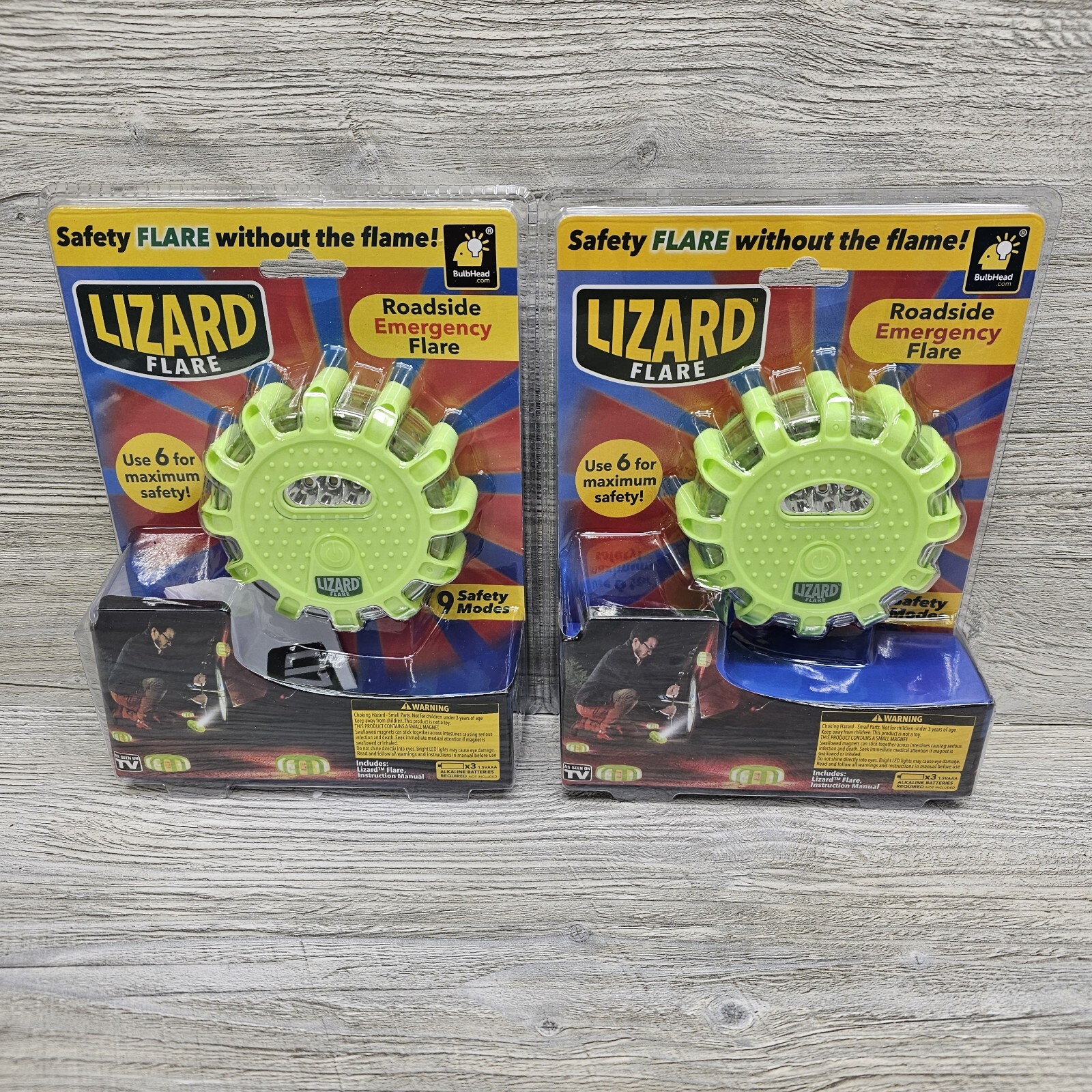 Lizard Flare 2 Piece Lot LED Roadside Emergency Safety Flare Battery Operated
