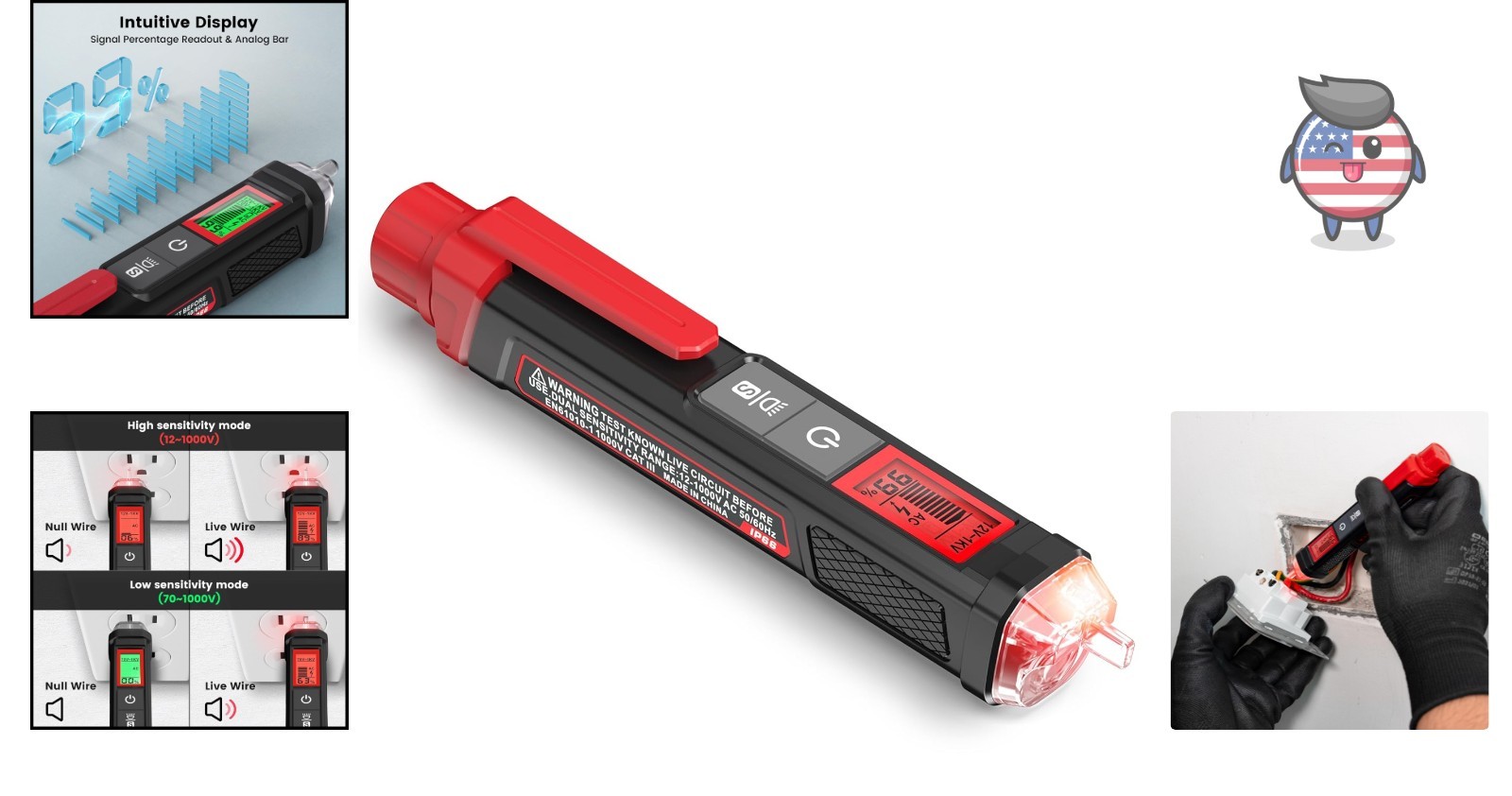 Safe Electrical Tester with LCD & Dual Voltage Ranges - Essential Tool for Pros
