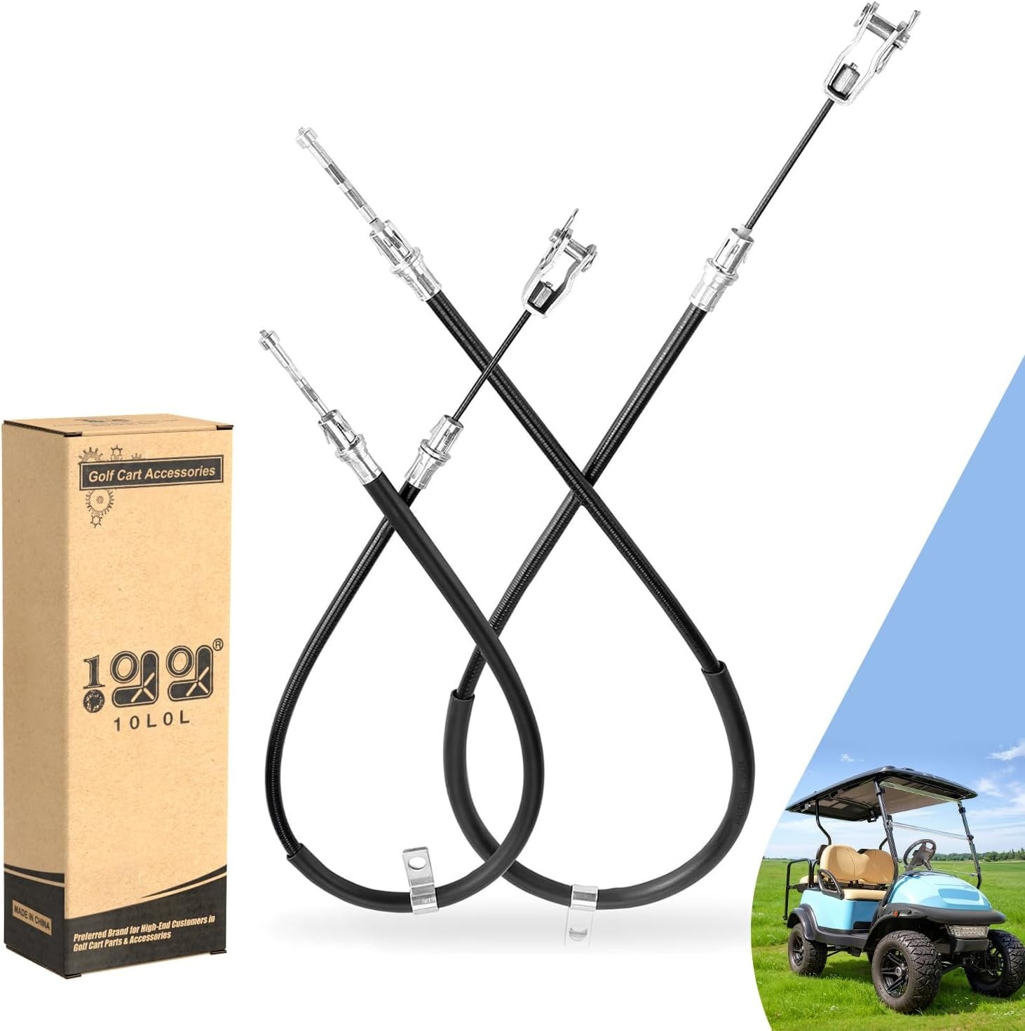 10L0L Golf Cart Brake Cable Set for Club Car Precedent 2004-up and Tempo 2018-up