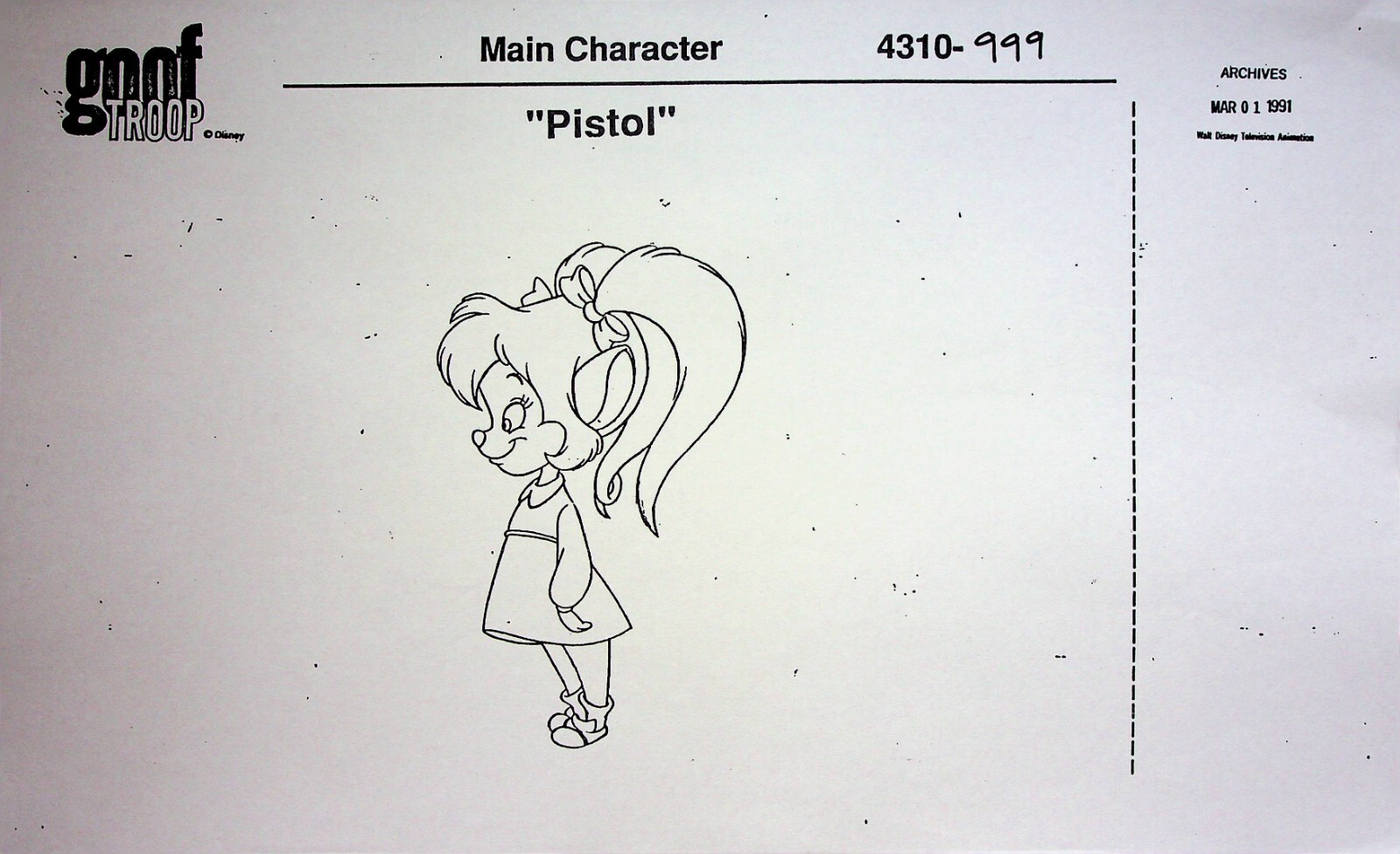 Disney's GOOF TROOP 1991 Production Studio COPY Model Sheet Guide Page