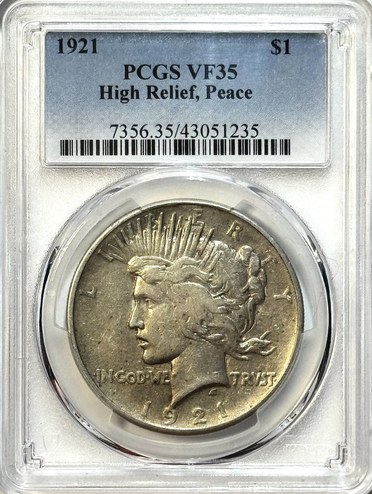 1921 Peace Dollar High Relief - PCGS VF35 - Better Date Silver $1 Key Type Coin