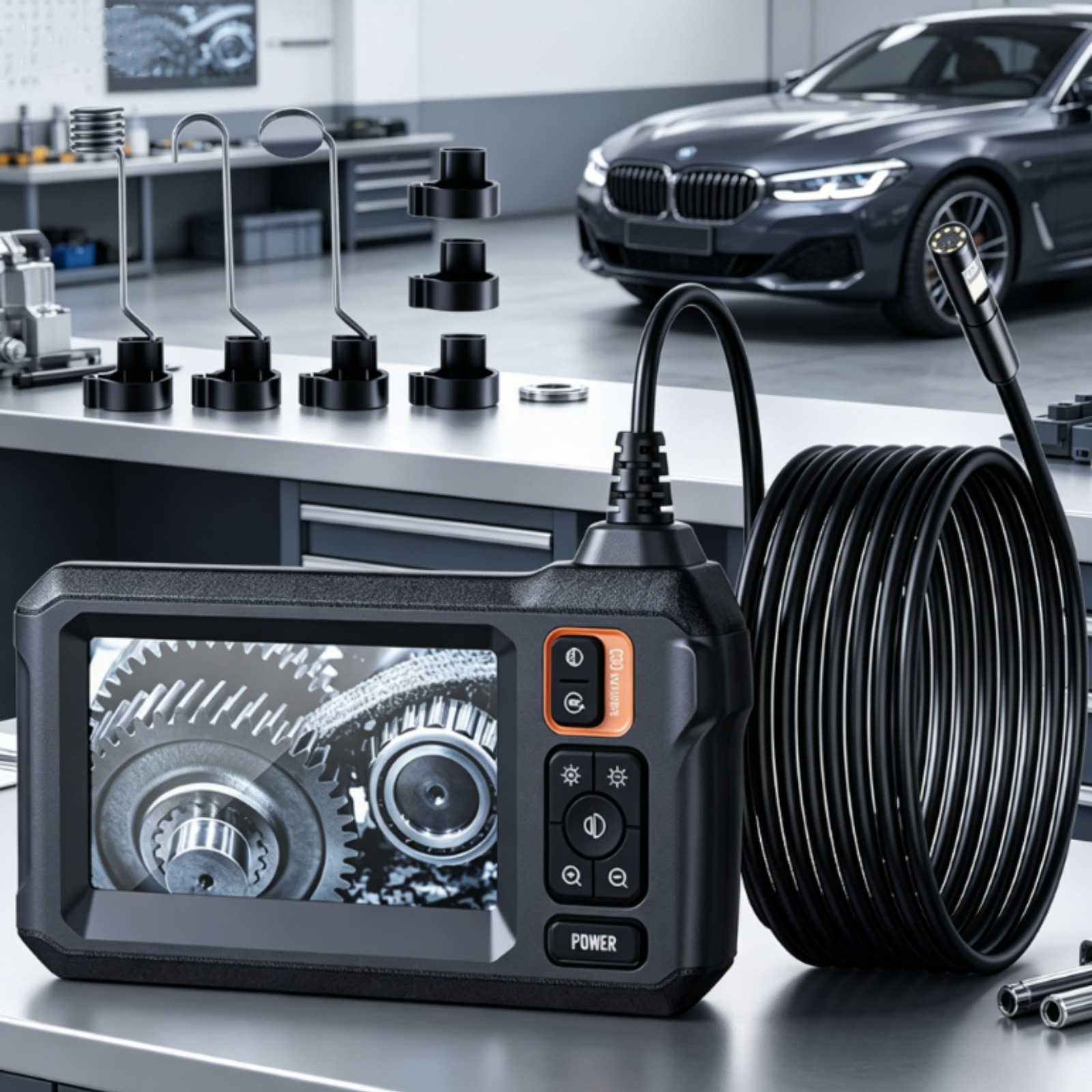 C30-M Industrial Endoscope 8mm Dual Lens 1080P Waterproof 5M Cable Car Repair US
