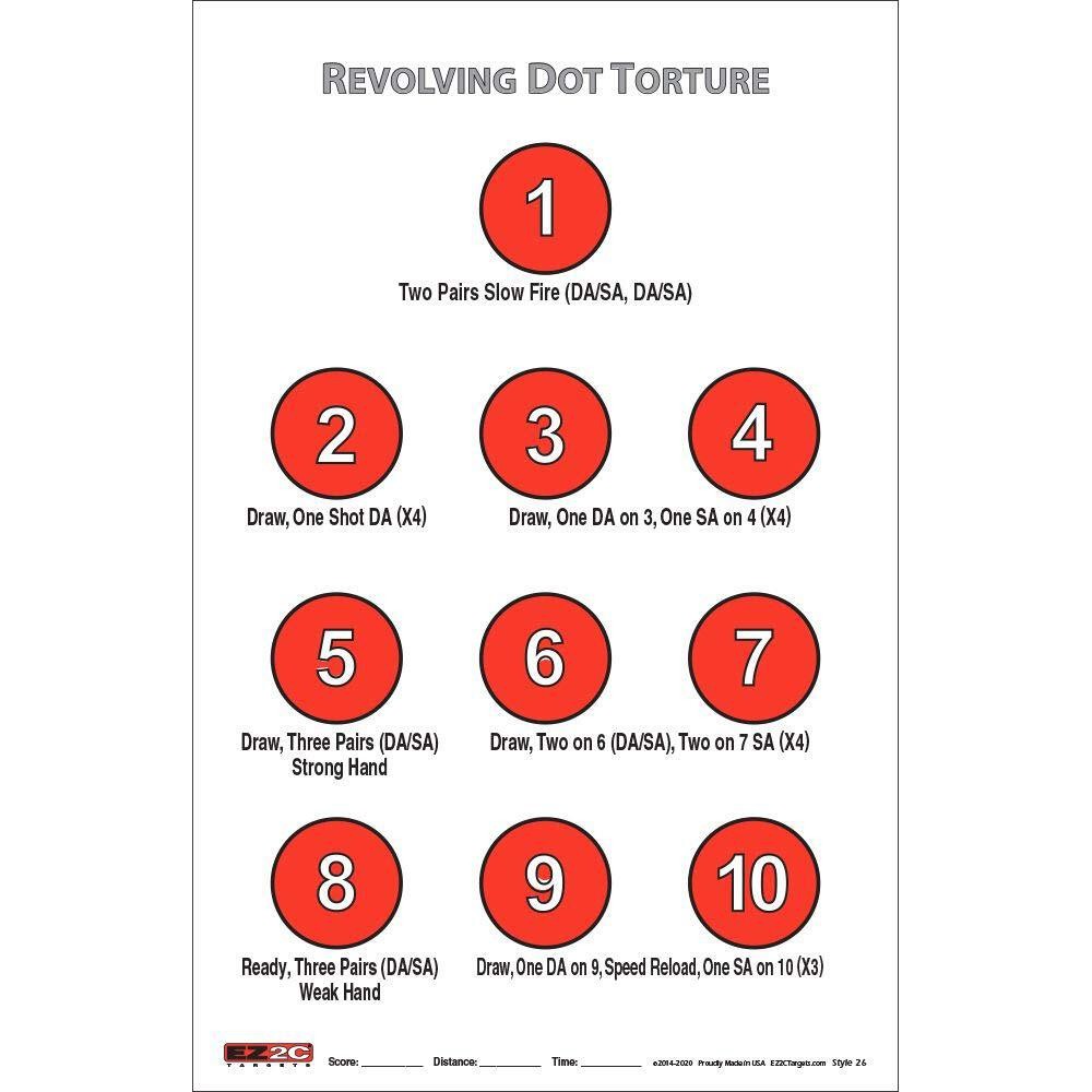 EZ2C Targets #26: Revolving Dot Torture 11"x17" Paper Targets for Shooting USA M