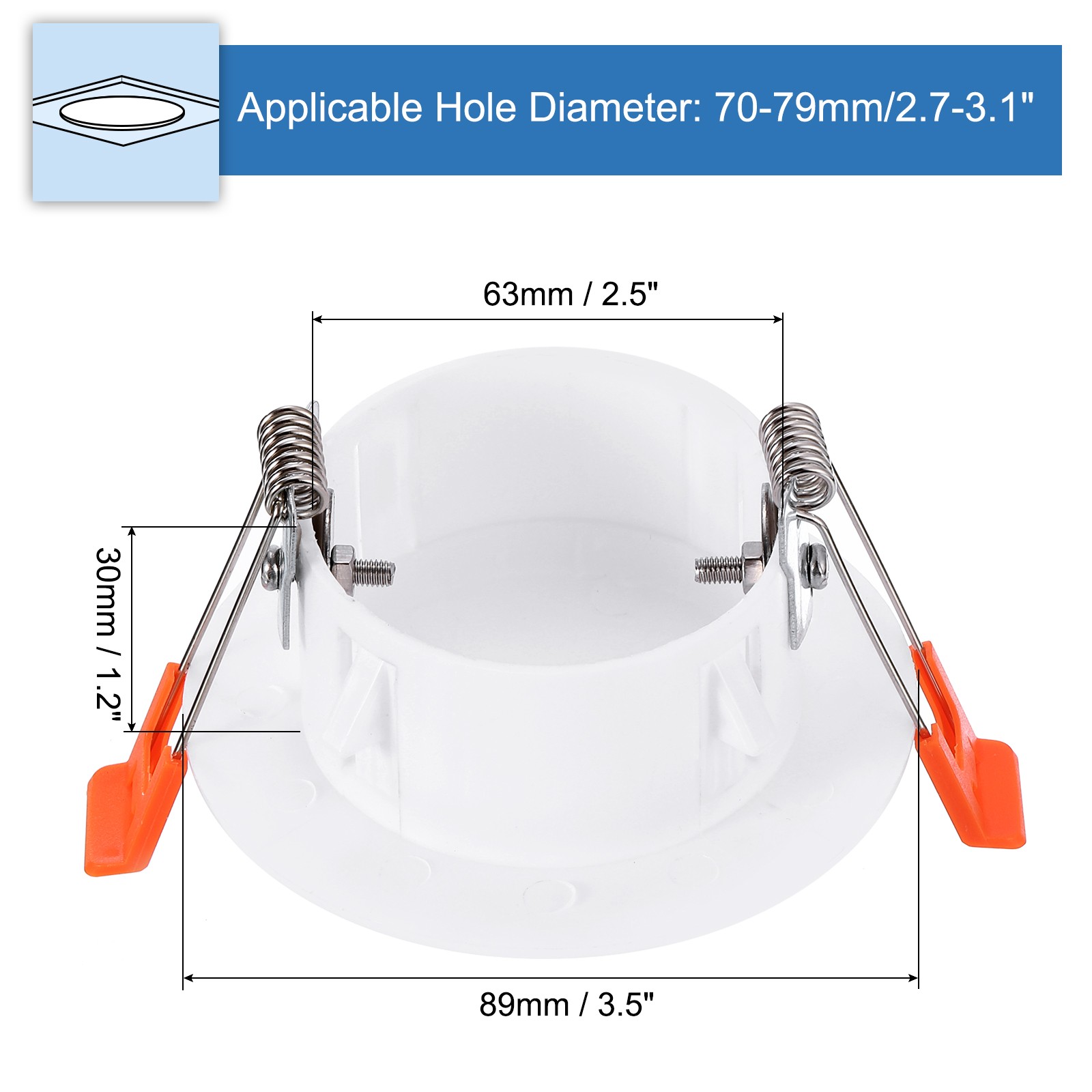 2Pack 3.5" Spring Ceiling Cover Plate Suitable for 2.8-3.1" Round Hole, White