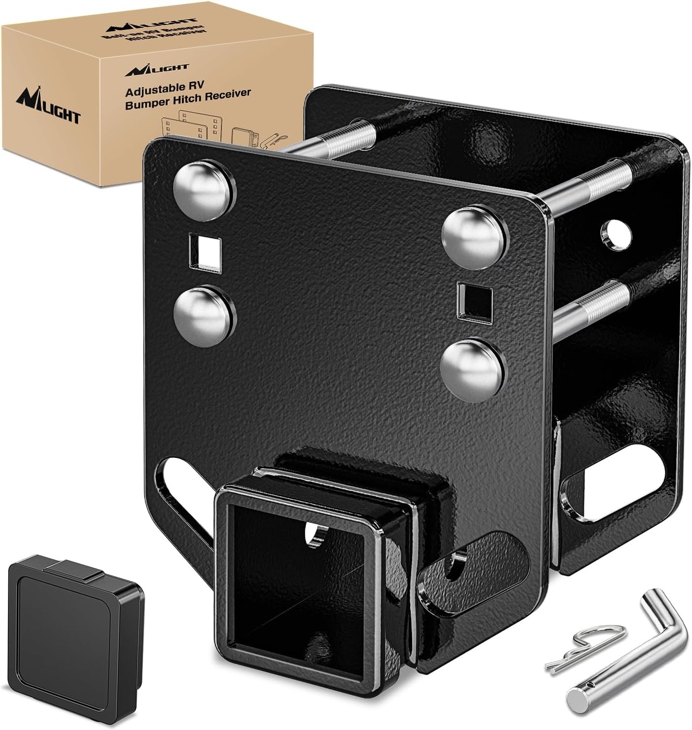 RV Bumper Hitch Receiver Height Adjustable Trailer Hitch Adapter 2" Receiver