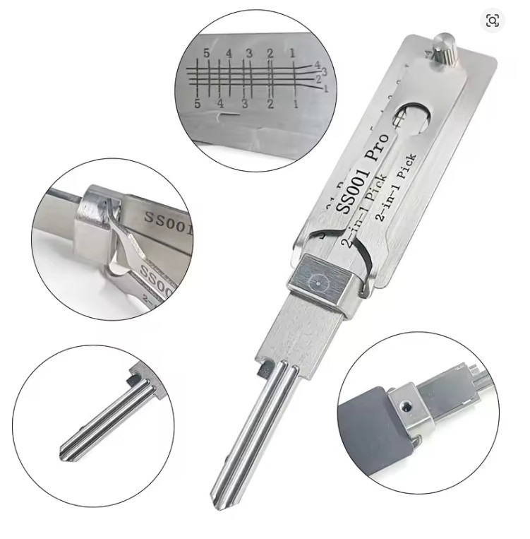 SS001 Pro Metal Key Decoder Tool Precision Hook & Pick Set O-ring Pickup Lock