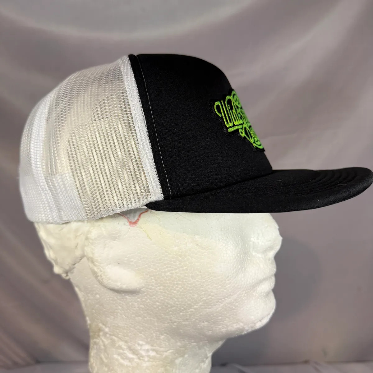 widespread panic "Cursive Script" Big Heed Flat Bill Foam Trucker - b/w