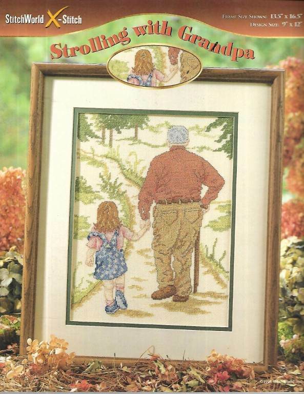 CROSS STITCH STROLLING WITH GRANDPA BEAUTIFUL CHART!!!