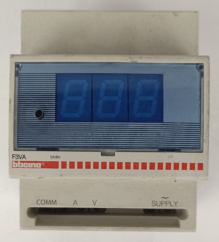 Bticino F3VA BTDIN Digital Ammeter Voltmeter for DIN35 Guide 4 Modules