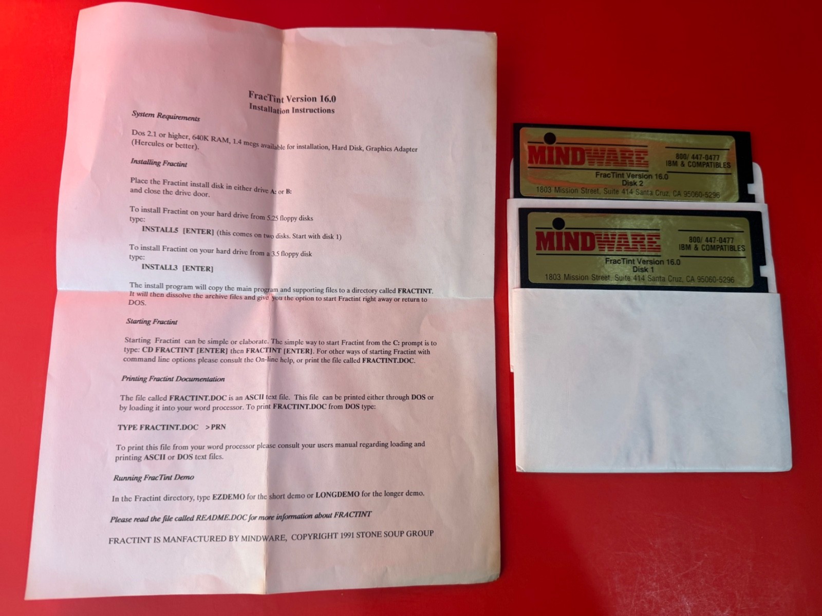 Mindware FracTint Version 16.0 IBM / PC Software