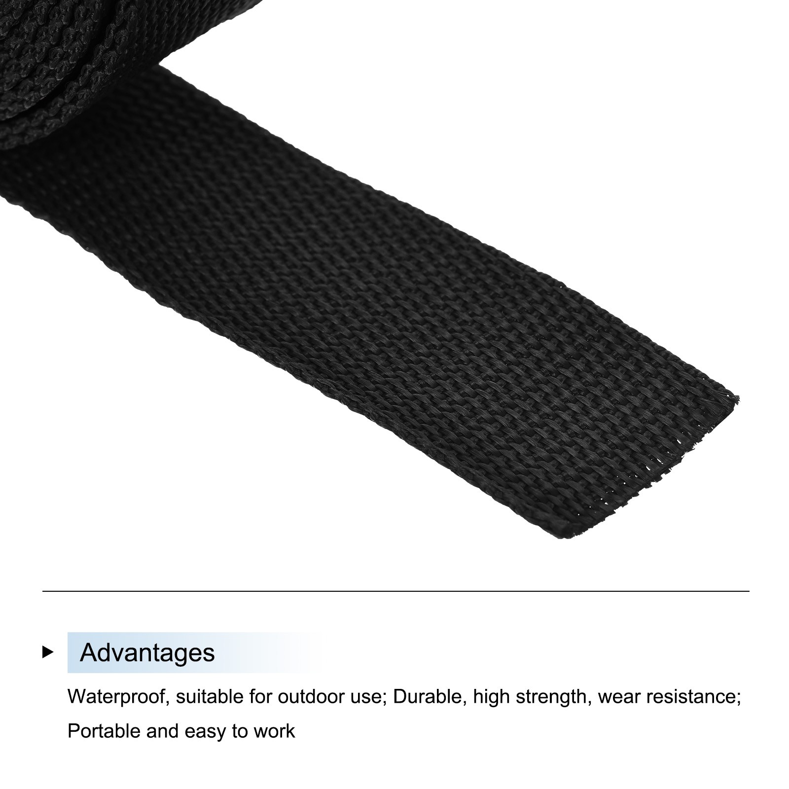 Lightweight Polypropylene Webbing Strap 1 1/4" 10 Yard Backpack Black