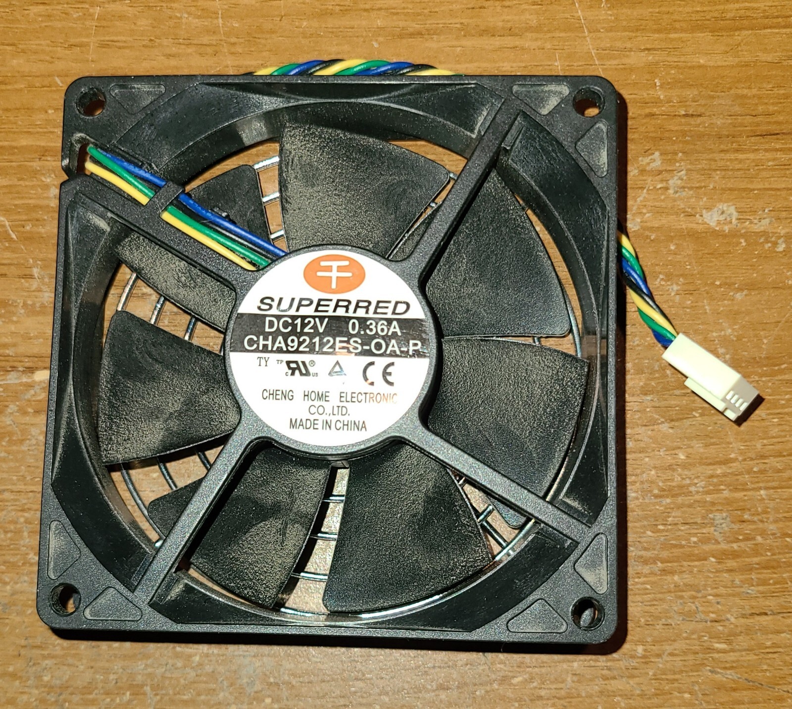 SuperRed 92mm x 38mm Case Fan w Screws & Grill 4P Tested 12v CHA9212ES 41R6269