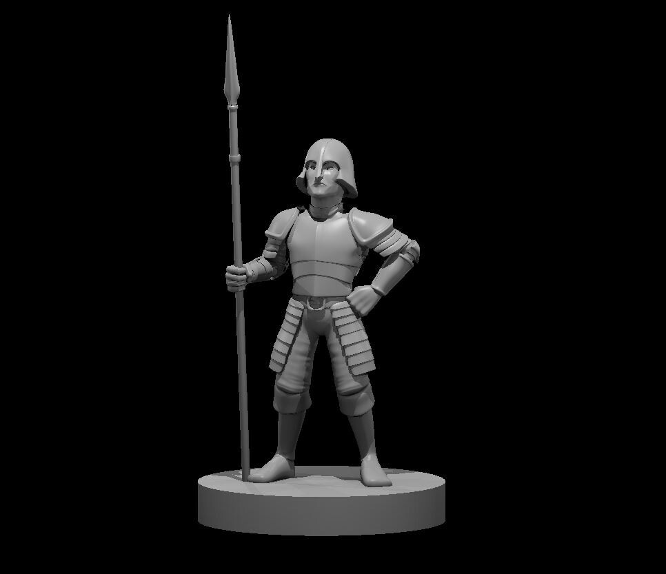 Halfling Guard Male w/Spear Commoner NPC 28mm Scale DND D&D Tabletop Mini