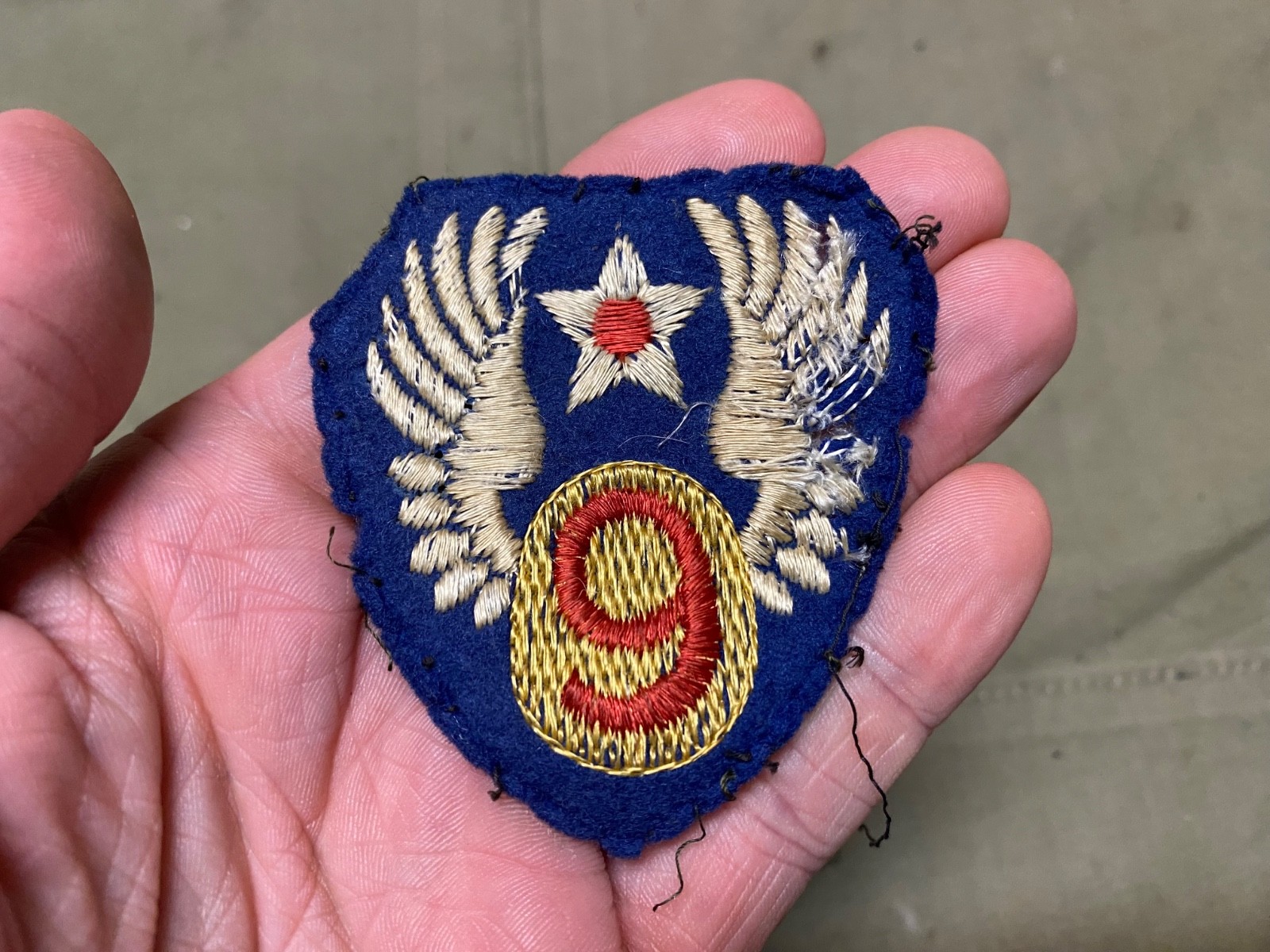 ORIGINAL WWII US 9TH AIR FORCE AAF PILOT JACKET SHIRT SLEEVE INSIGNIA PATCH