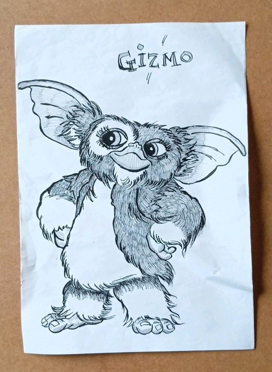 'GIZMO' Black On White Drawing/Sketch - Possibly Signed By Artist ???