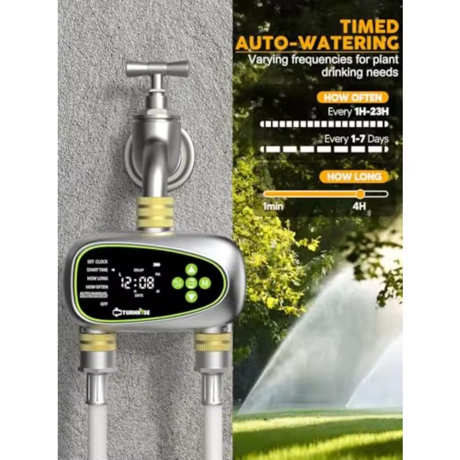 Water Timer for Garden Hose - 2 Zone Sprinkler Controller with Brass Inlet...