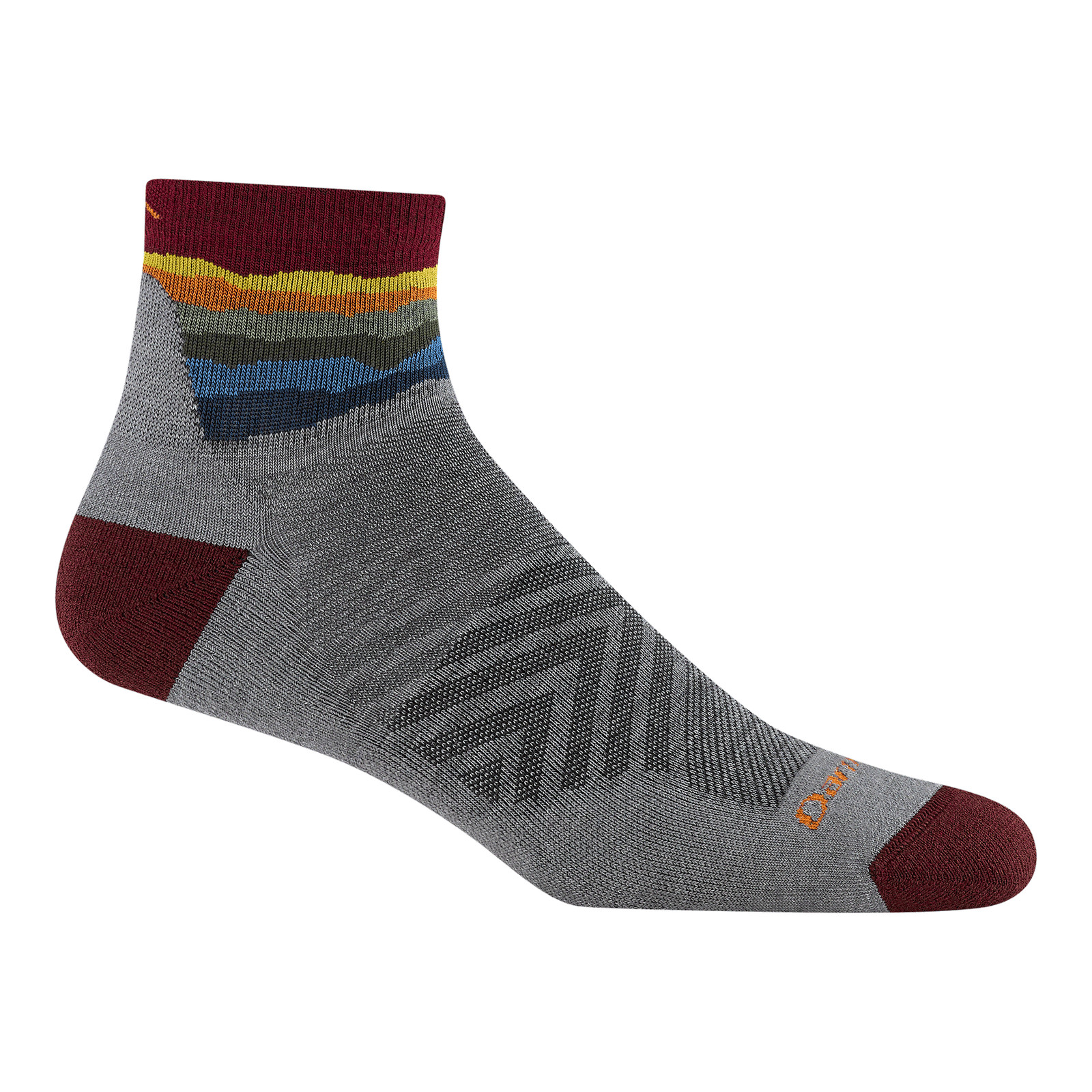 Darn Tough 1040 SkyRacer Gray Run Quarter 1/4 Sock Ultra-Light-Weight Cushion
