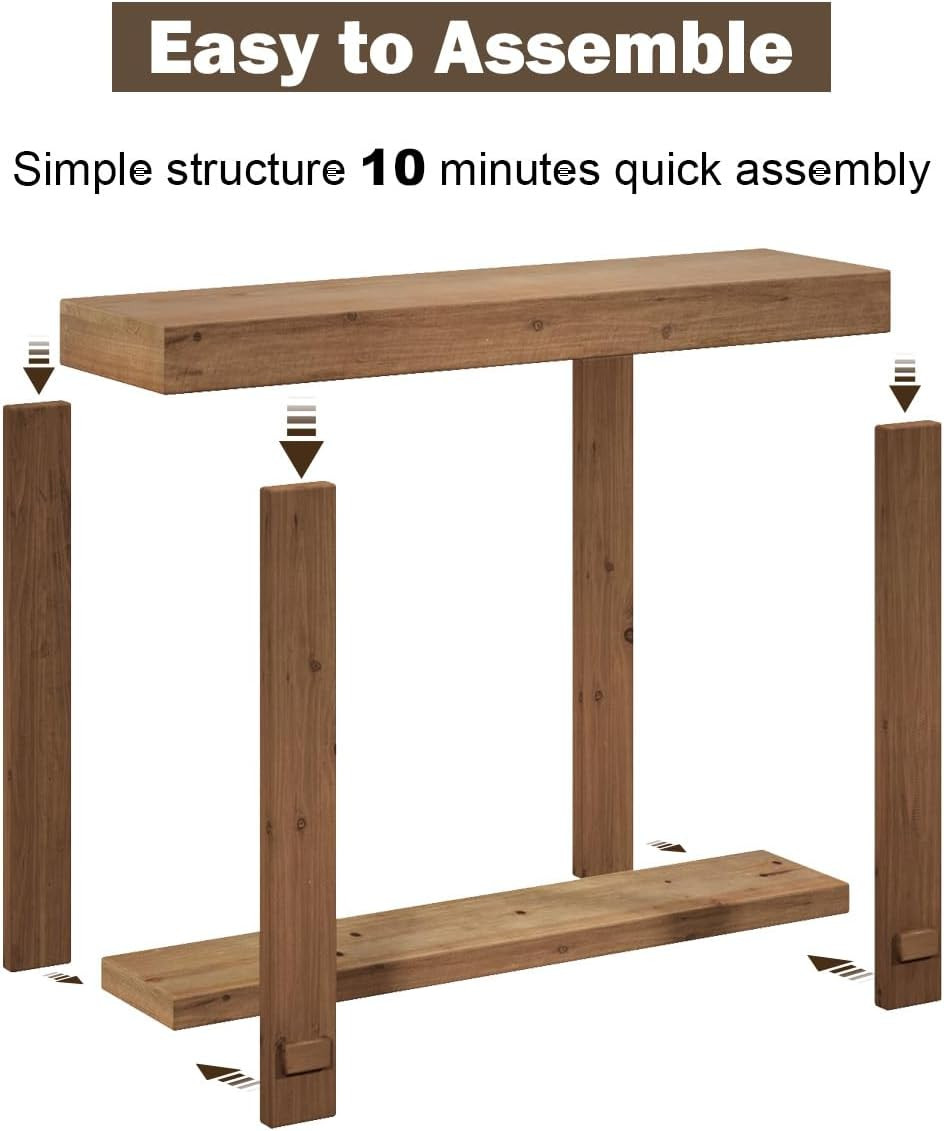 42.5" Solid Wood Console Table, Small Farmhouse Entryway Table | with Storage Sh