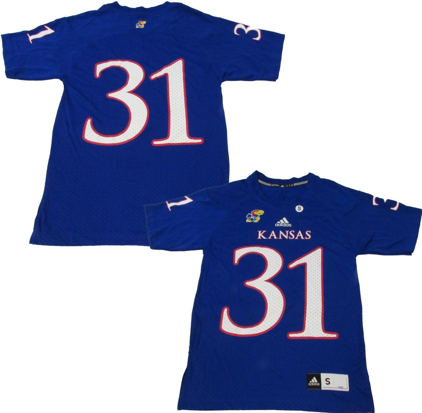 New Kansas Jayhawks #31 Mens Sizes S-M-L-XL-2XL Blue Adidas Football Jersey