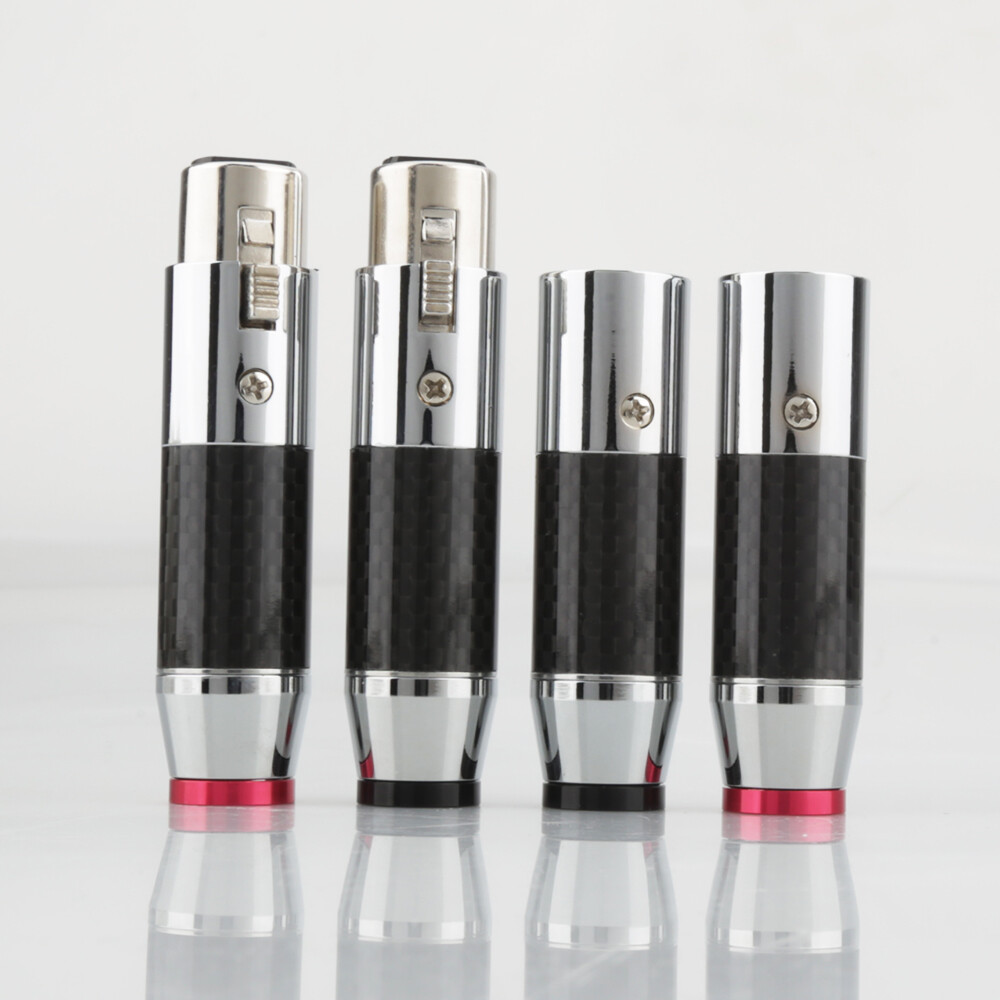 4pcs Hi-End Carbon Fiber Rhodium Plated XLR Connector Plugs HiFi XLR Plug Audio