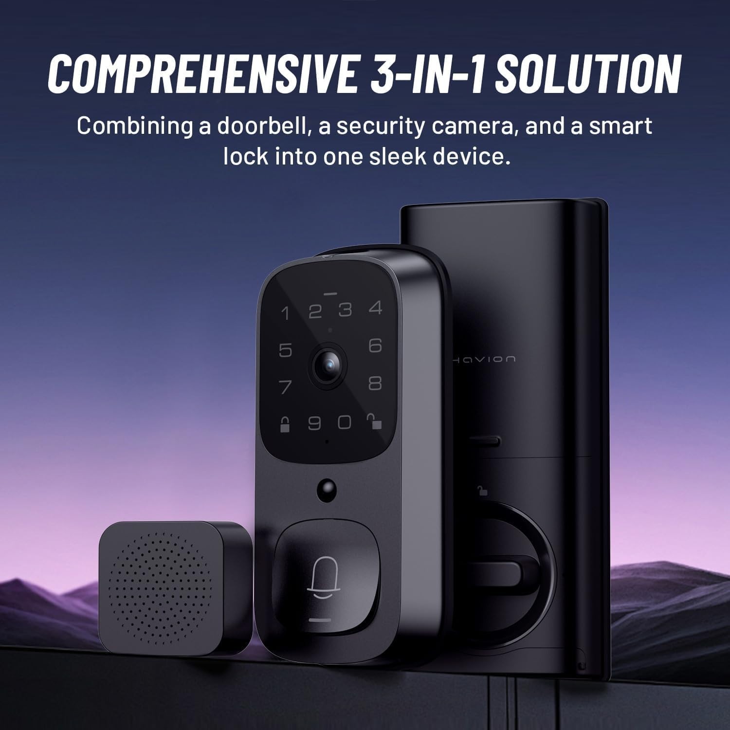 NEW Deadbolt Smart Lock WITH Camera - Chime, Wi-Fi, Video Doorbell - NIU Havion