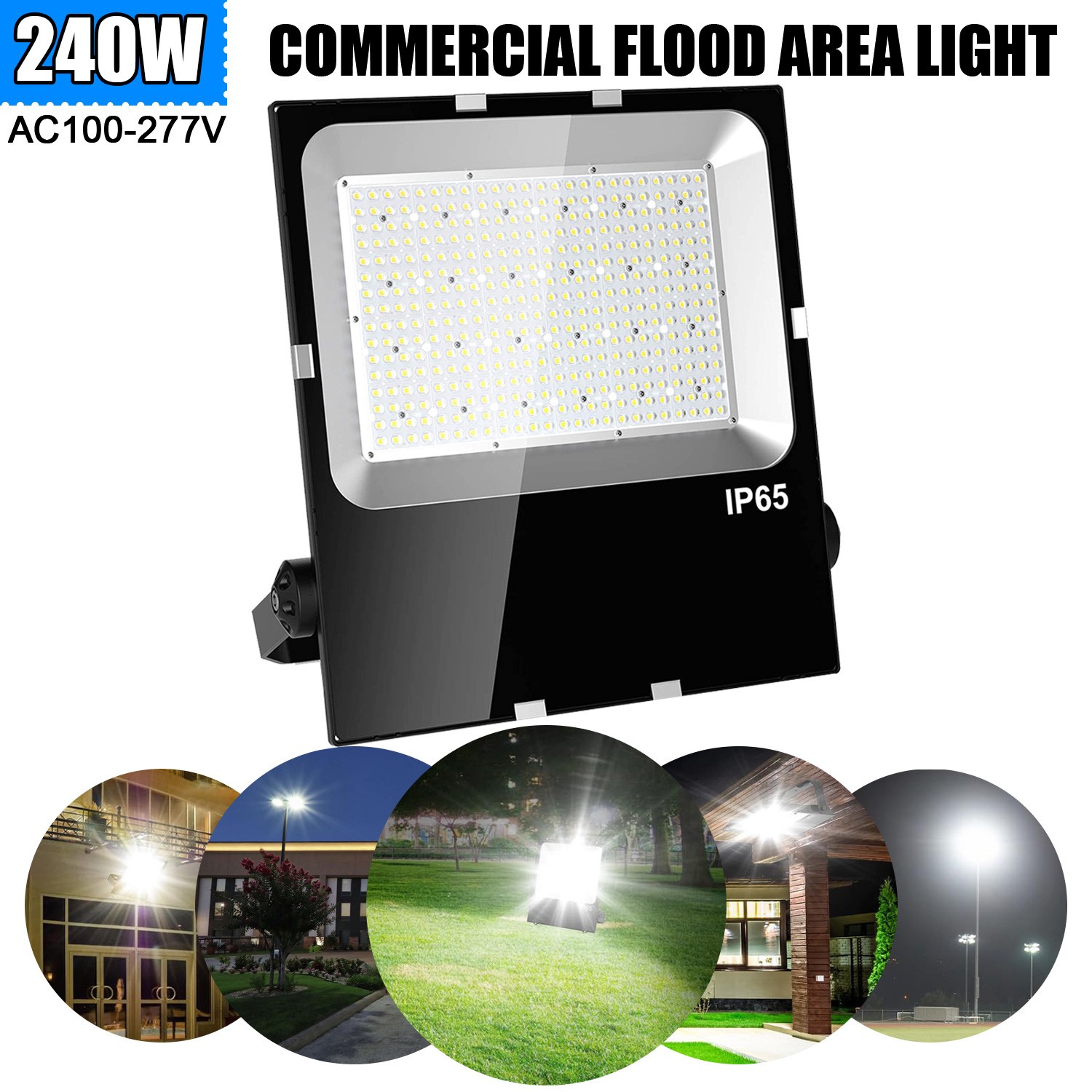 240 Watt Led Flood Area Lights Outdoor Security Garden Yard Spotlight Lamp IP65