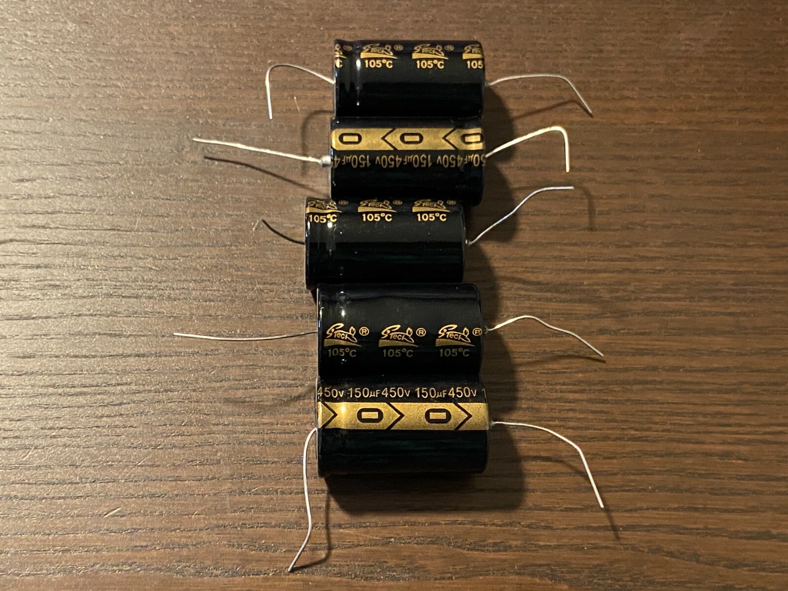 5 New Supertech 150 uf 450v Axial Capacitors Guitar Tube Amp & Radio Caps (Qty)