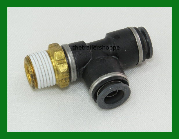 VelVac Push-Lock Air Brake Fitting DOT 1/2" Tube 1/2" NPT TEE Thread Run 2 PC