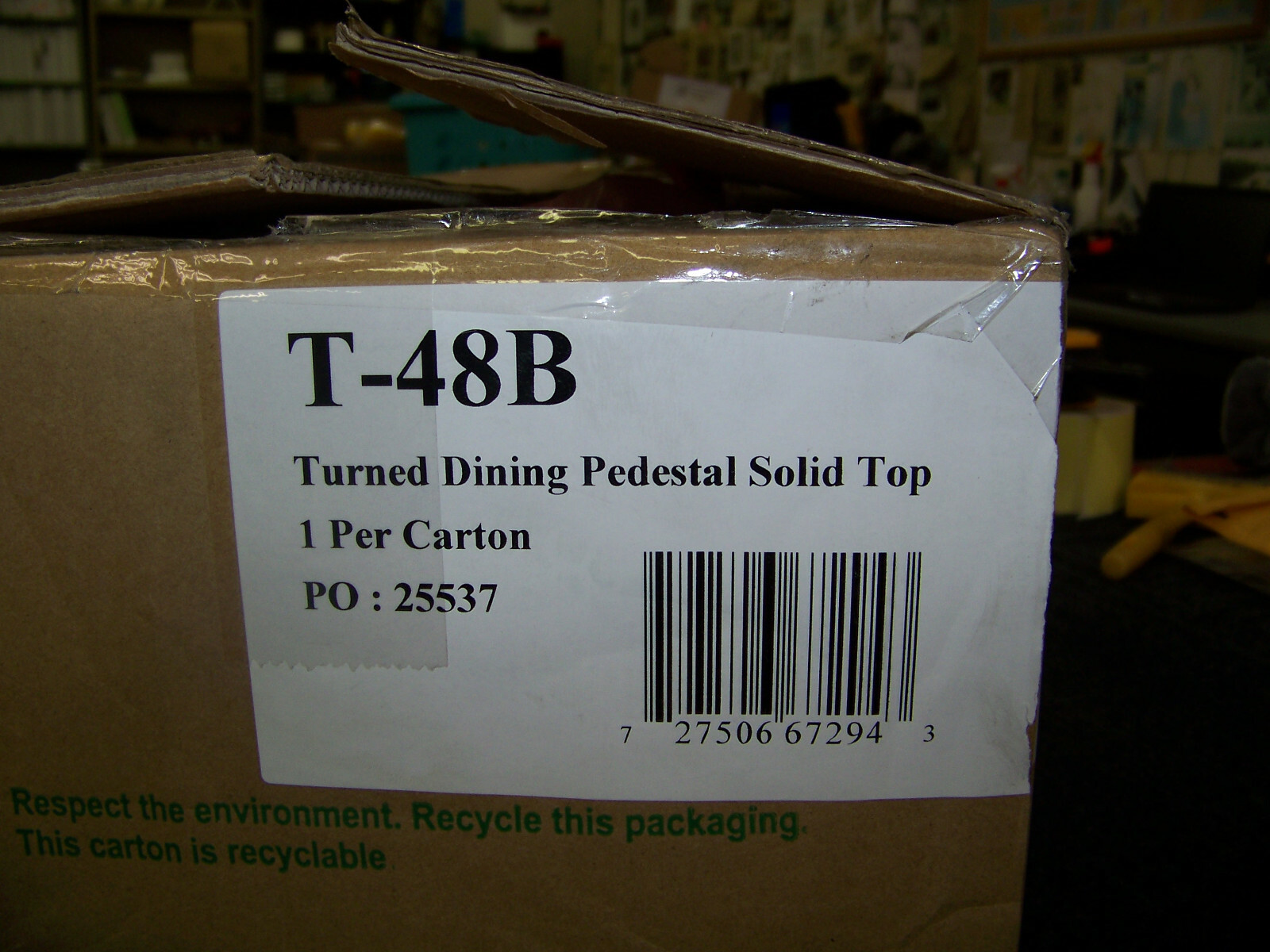 Turned Dining Pedestal Solid Top Unfinished T-48B New