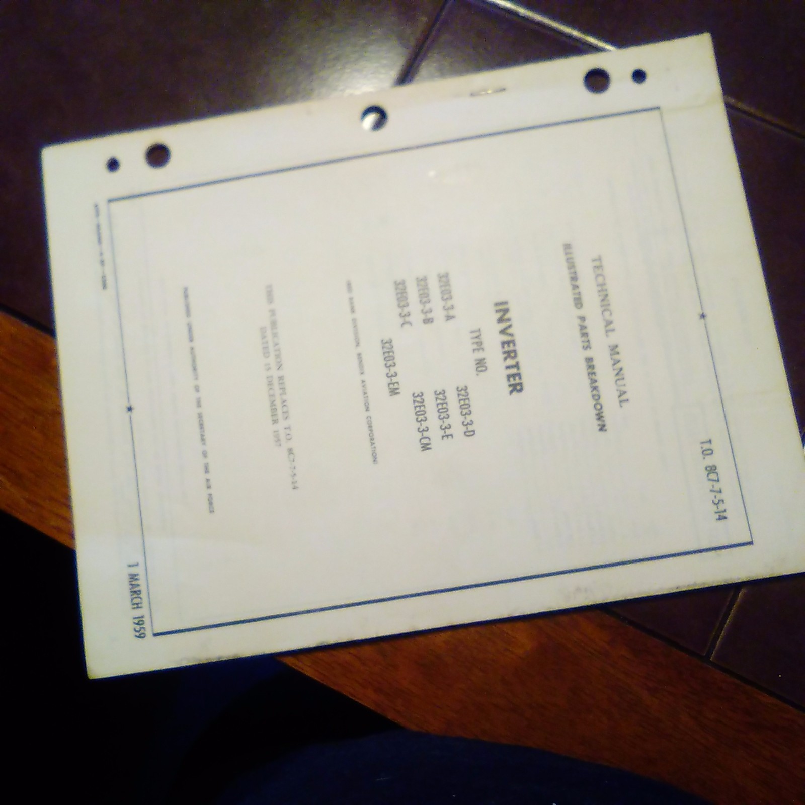 Bendix Inverter 32E03-3  Series Parts Manual