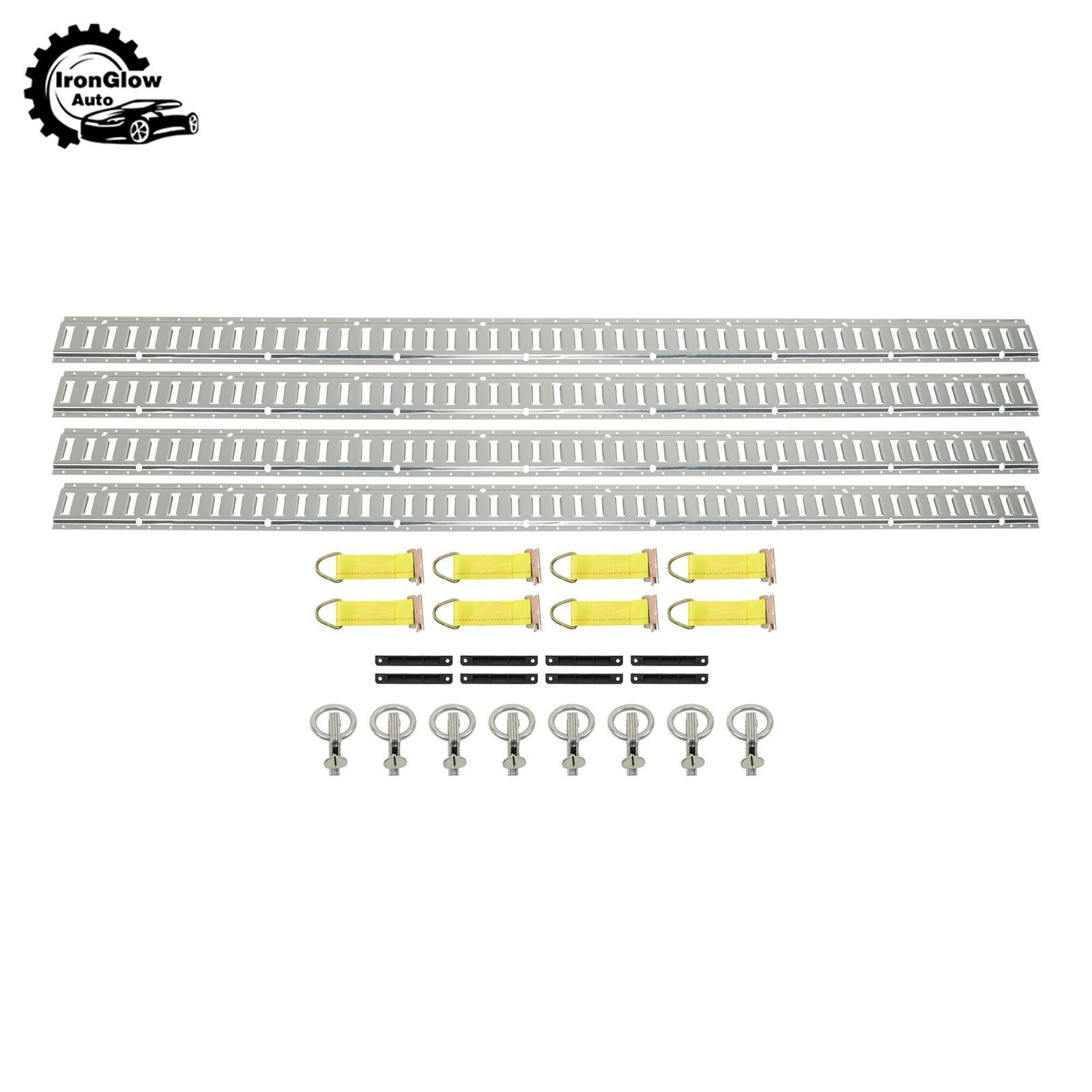 28 Piece 8' Galvanized E Track Rail Set Silver Finish For Large Cargo Trailers