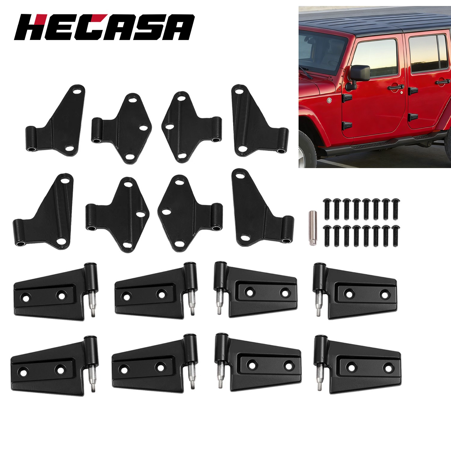 Body Door Hinges Replacement Steel Kit For 2007-2018 Jeep Wrangler JK Set of 16