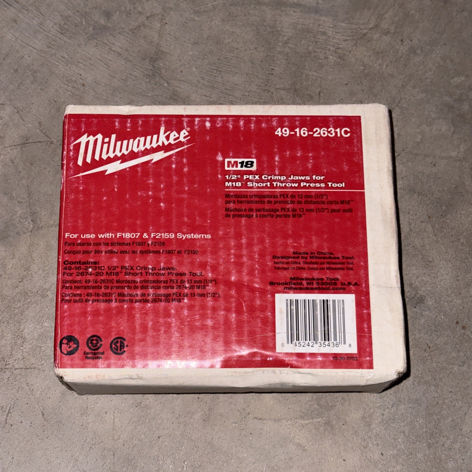 NEW Milwaukee 49-16-2631C M18 1/2” PEX Crimp Jaw for M18 Short Throw F1807 F2159