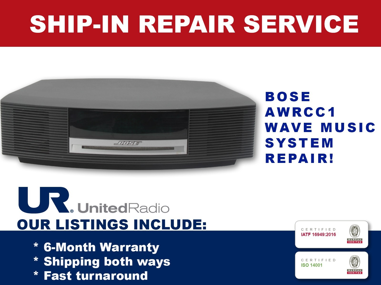 REPAIR SERVICE FOR BOSE AWRCC1 WAVE MUSIC SYSTEM INCLUDING PLEASE WAIT ERROR FIX