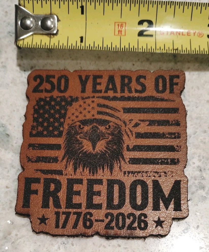 250 Years Of Freedom 1776-2026 Morale Patch Hook & Loop  Tan Leatherette