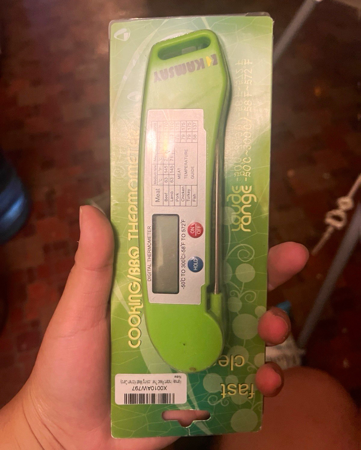 KAMSAY Digital Meat Thermometer Instant Read Thermocouple Auto Shut-Off Green