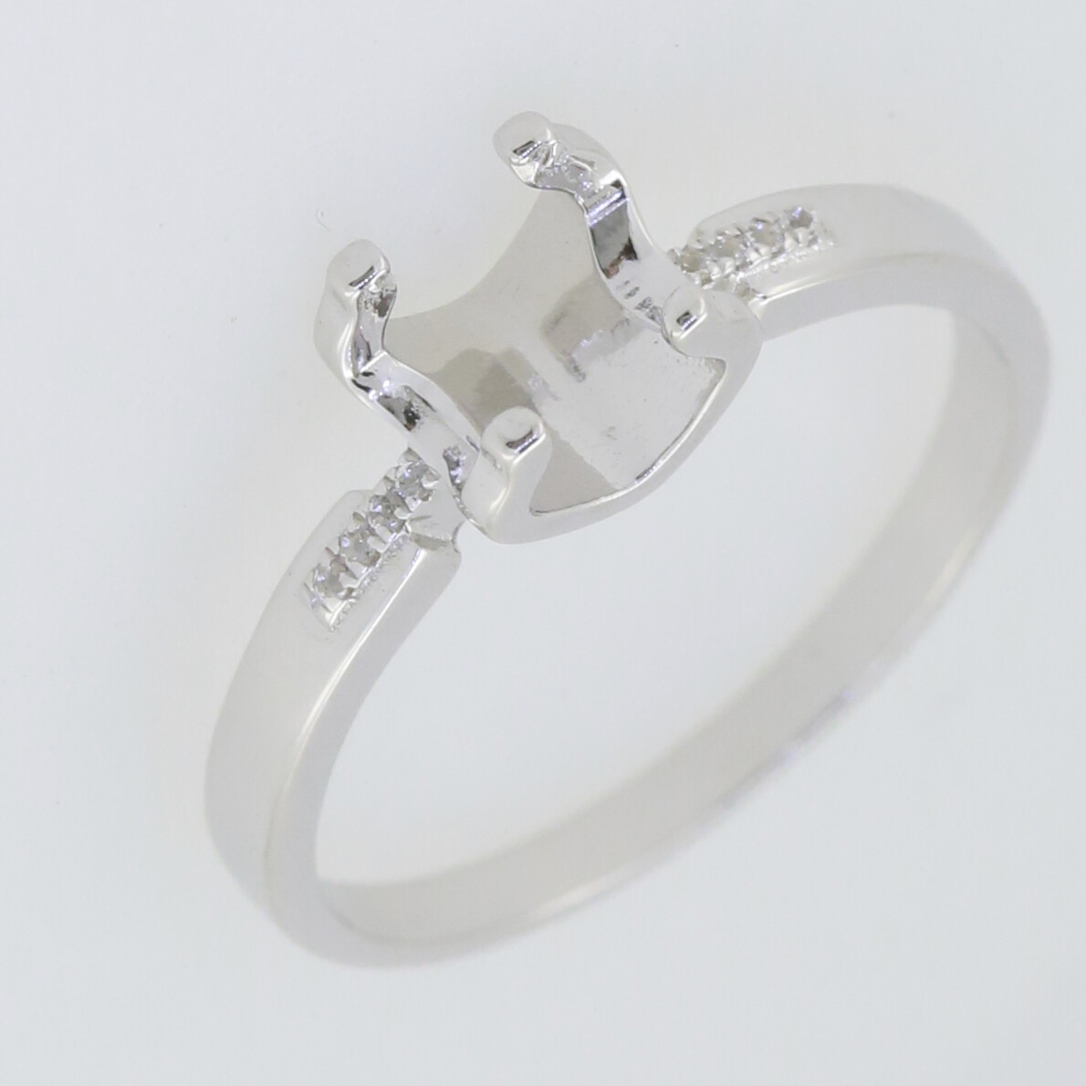Sterling Silver Semi Mount Ring Setting Round RD 6X6mm White Topaz