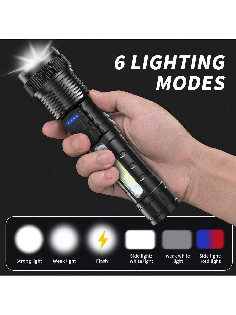 Rechargeable LED Flashlight 2 Pack High Lumens Zoomable USB C Tactical Light