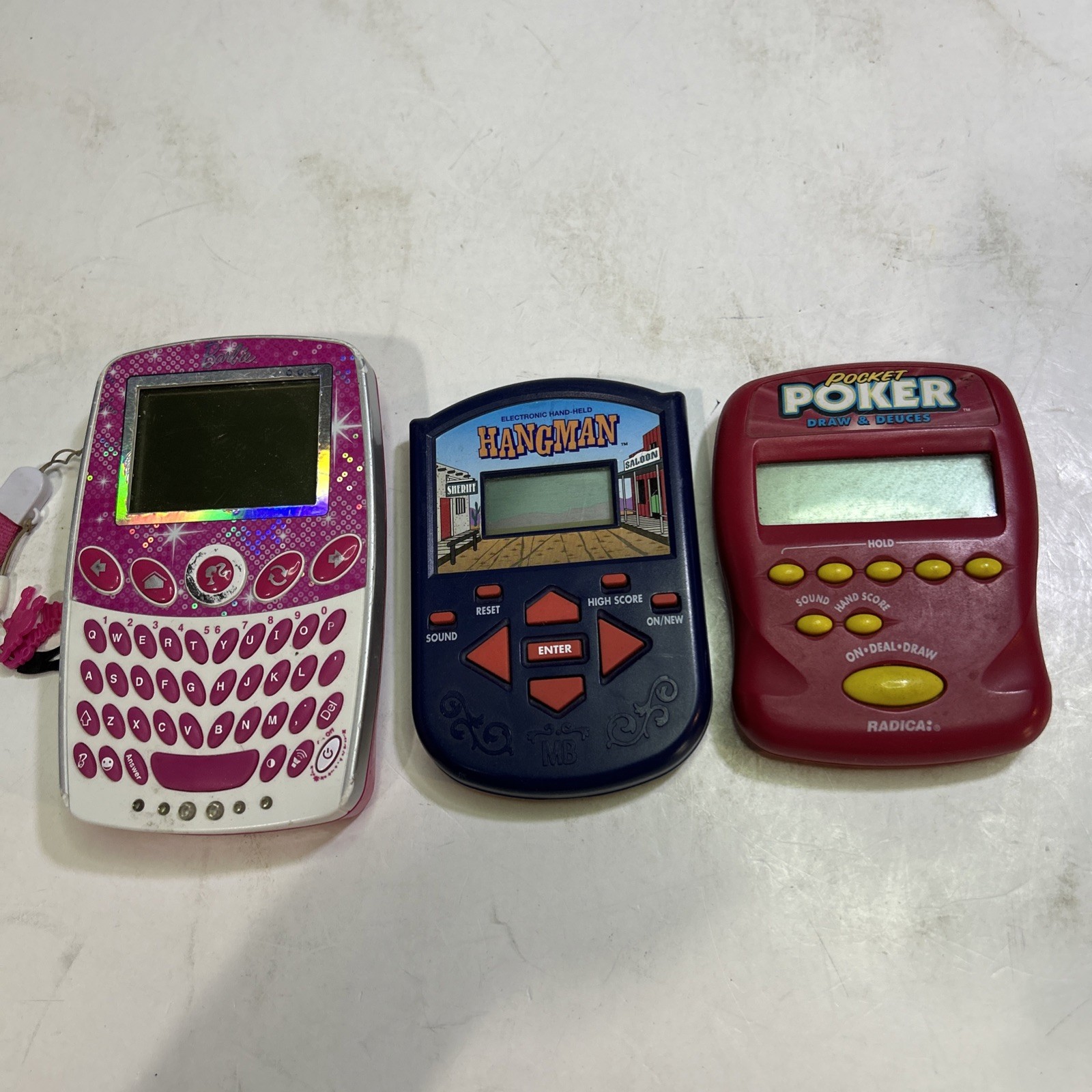 Handheld Games Barbie Hangman Poker All Work 3 Pack Bundle