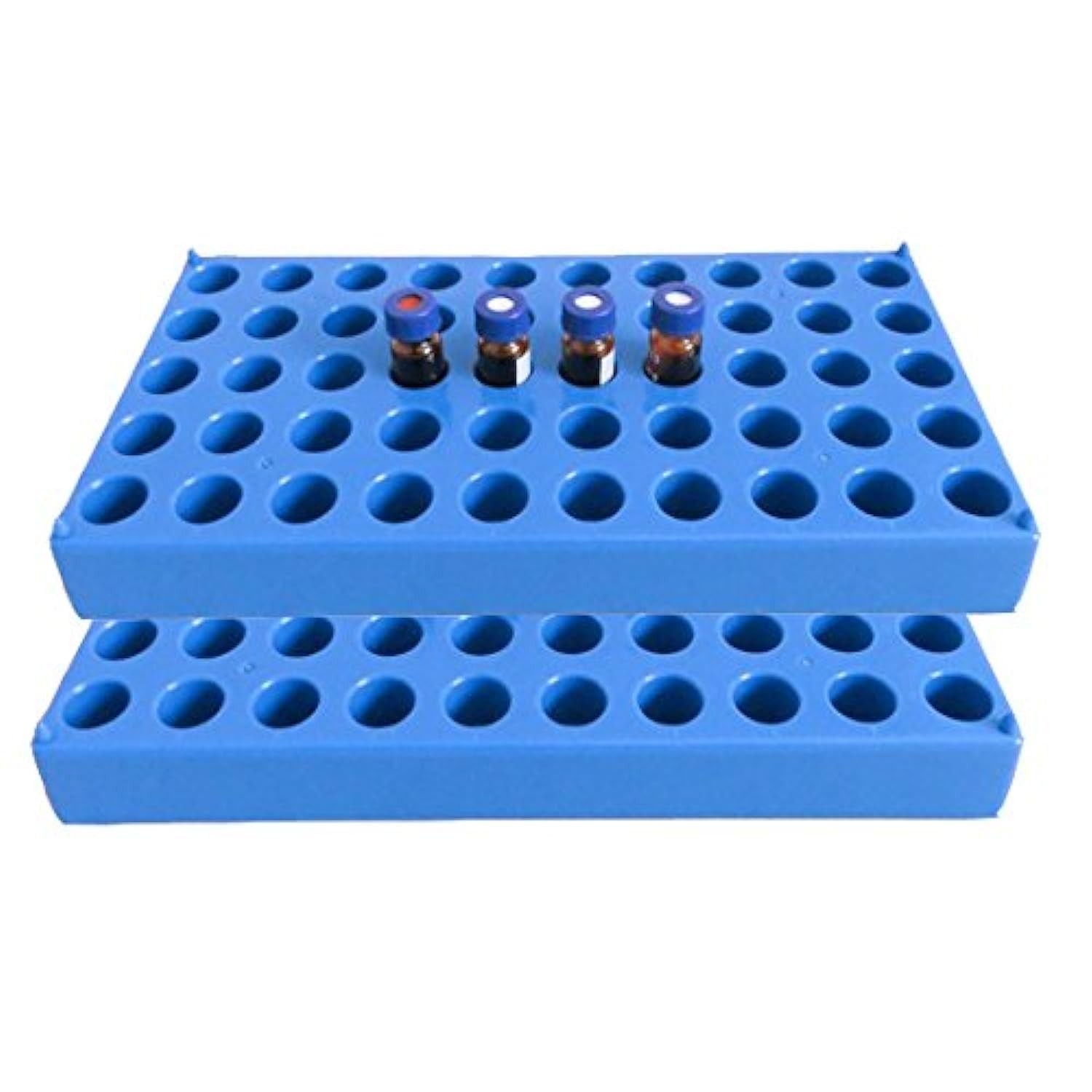 (2 Packs) Vial Rack, 2ml HPLC Sample Bottles Rack Single Blue Holds 50 Standa...