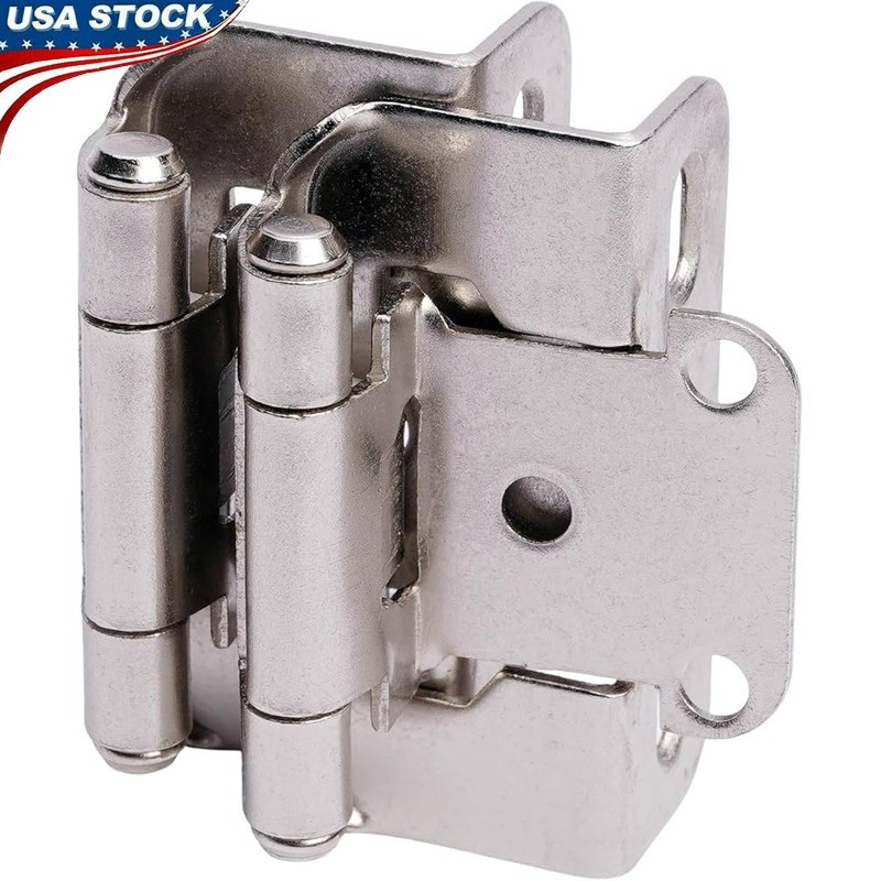 50 Pack Self Closing Brushed Nickel Cabinet Hinges W/ Screws & Bumpers New