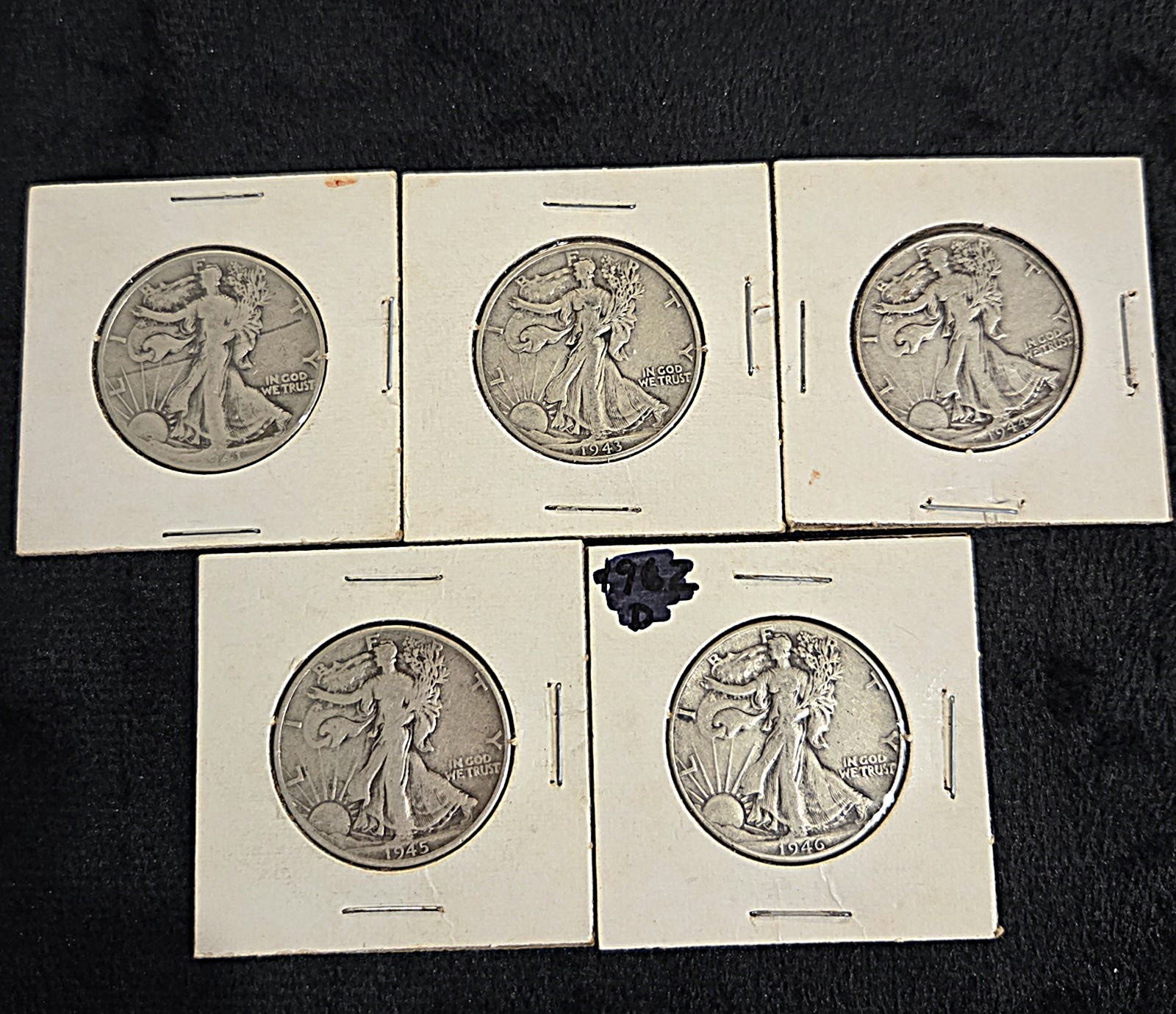 (Lot of 5) Walking Liberty Half Dollars - 90% Silver Varied Mints