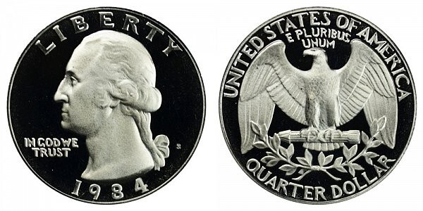 1984 S GEM BU PROOF WASHINGTON QUARTER BRILLIANT UNCIRCULATED US/PF COIN #1621