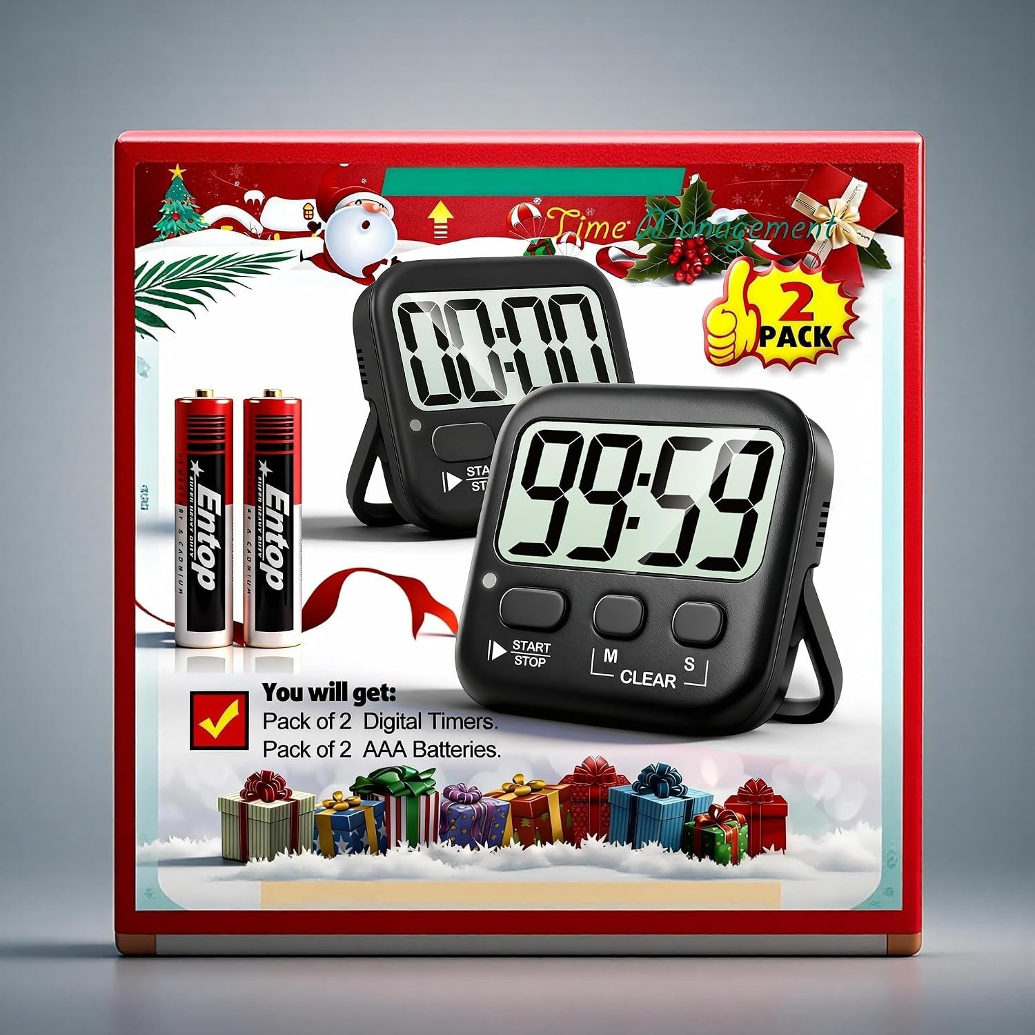 Versatile 2 Pack Countdown Timers - Perfect for Cooking, Study, and Exercise