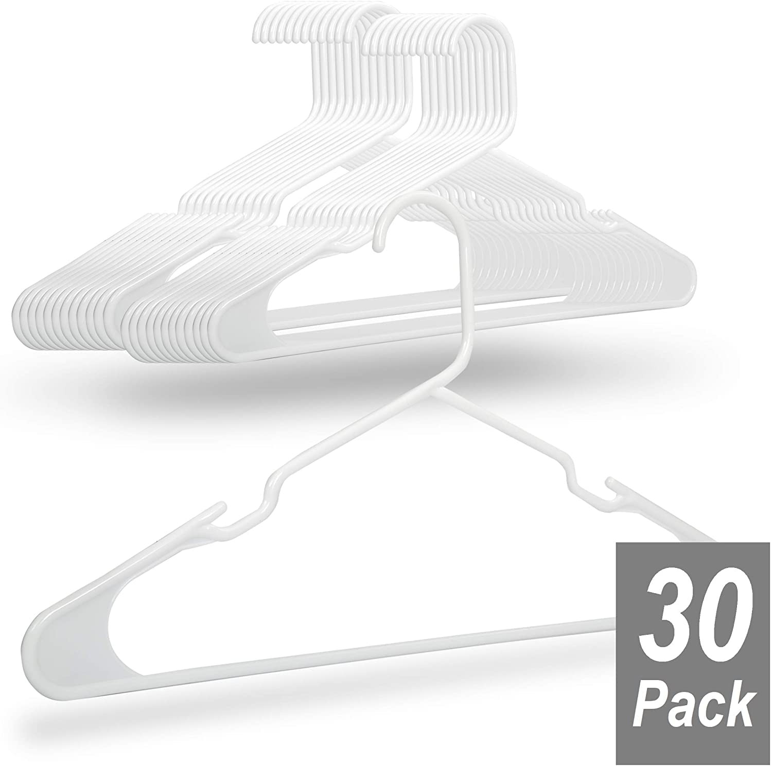 Plastic Clothes Hangers Standard Notched 30 Pack 1InTheHome