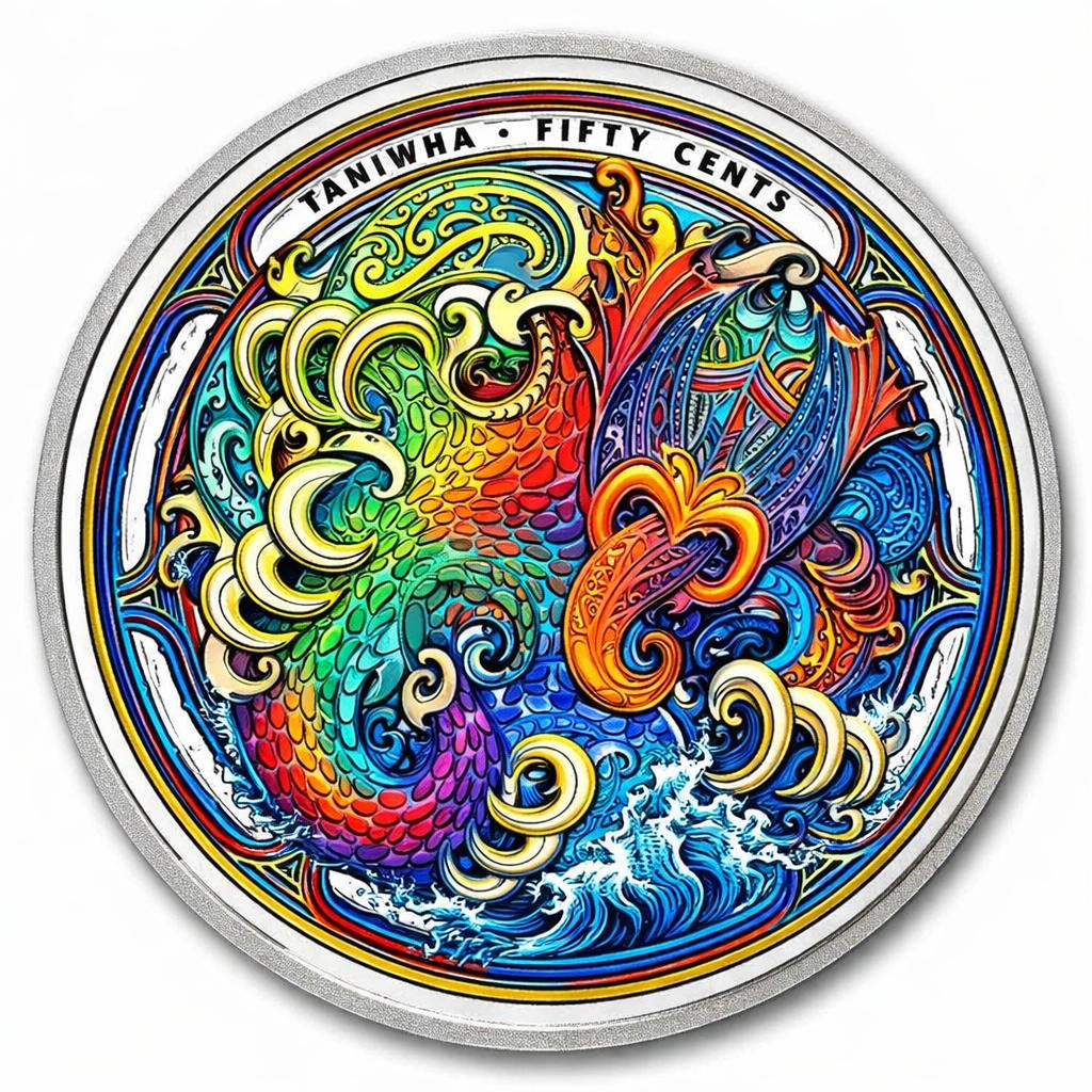2025 New Zealand 1 oz Silver Dwelling Taniwha Water Color Art Coin w/ COA