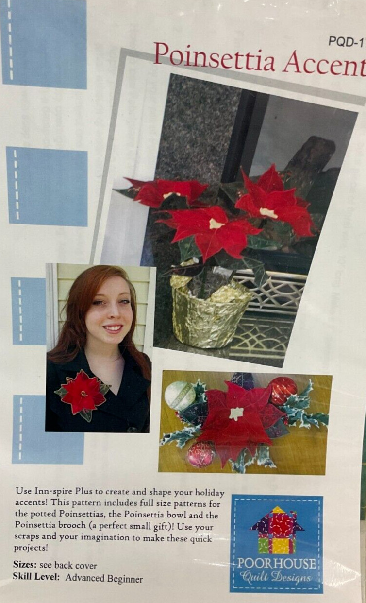 POORHOUSE QUILT DESIGNS #PQD-178 - POINSETTIA ACCENTS PATTERN