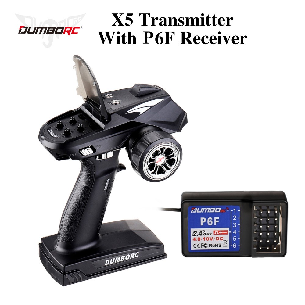 DUMBORC X5 2.4G 5CH Transmitter with P6F Receiver for RC Car Boat Tank Support