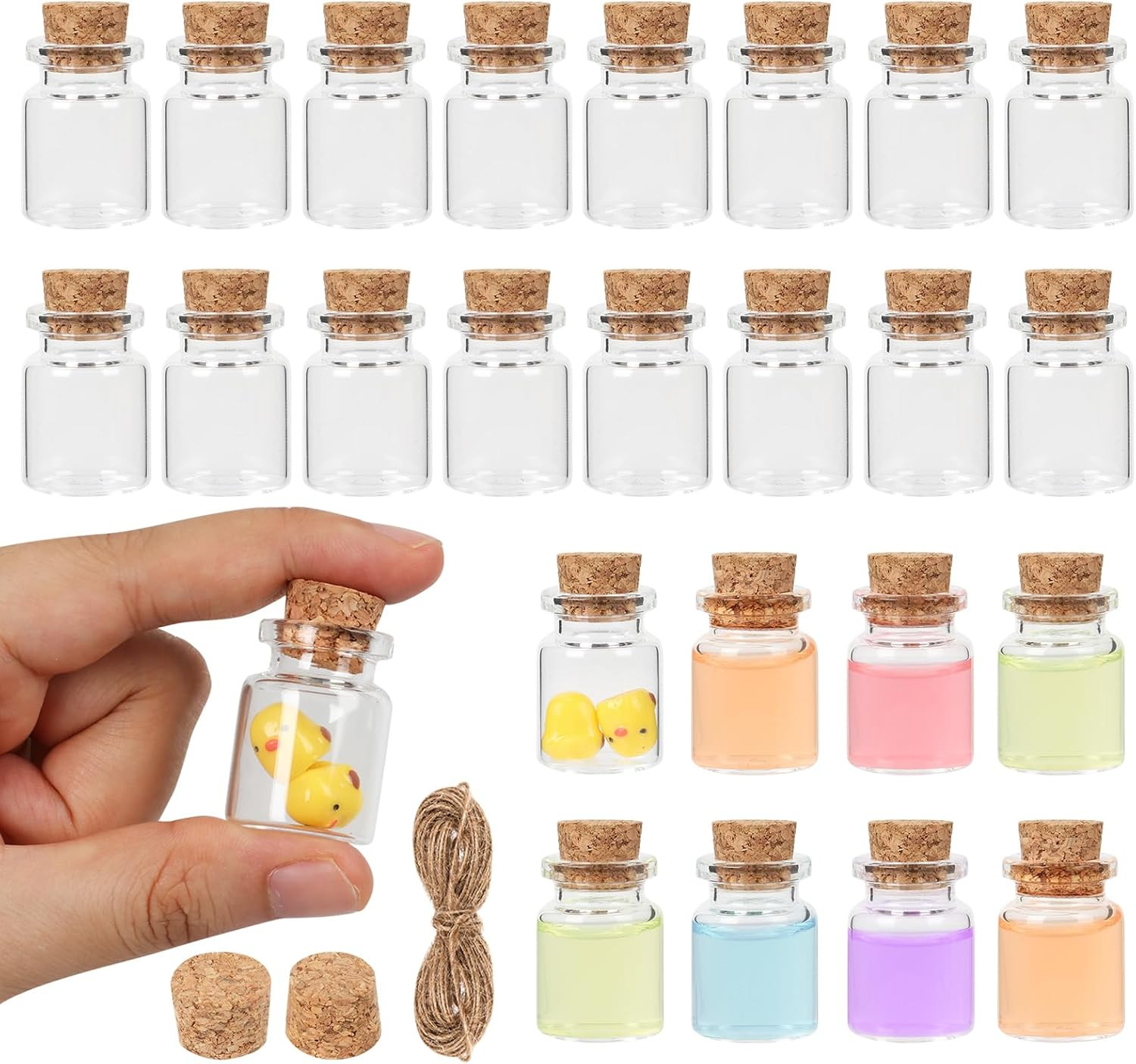 Mini Glass Bottles with Cork 5 Ml, 24 Pack Tiny Jars, Small Potion Vials, Spell